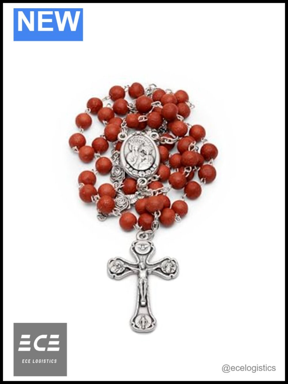Rose Petal Rosary Beads Italian Zamak Crucifix Catholic Prayer Necklace